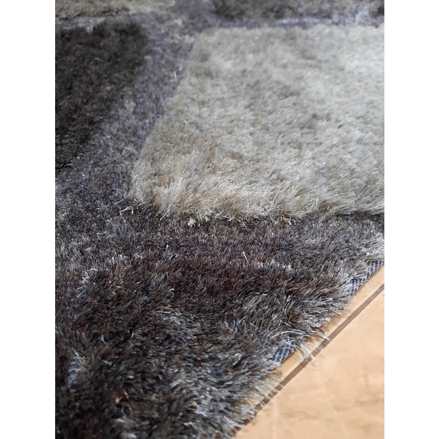 KARPET SHAGGY ALICE PATTERN RUG 140X200 GREY-3