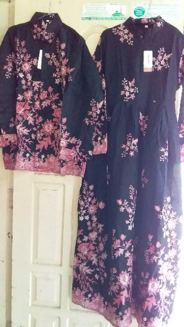 Baju Batik Couple Gamis Jumbo Murah Pasangan Modern Muslim | Klyn - 020 Cg Buketan