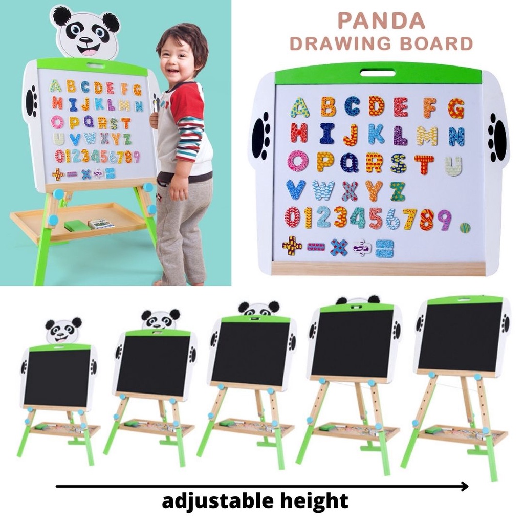 

INSTAN Double Sides 2 in 1 KIDS WHITE BLACK BOARD Papan Tulis Magnet Anak Mainan Anak Papan Tulis Berdiri Panda 2 Dua Sisi