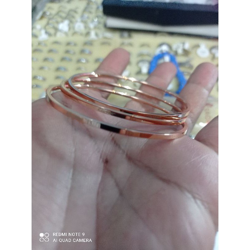 COD Gelang keroncong titanium isi 3 pcs Gratis cincin anti luntur  perhiasan wanita import