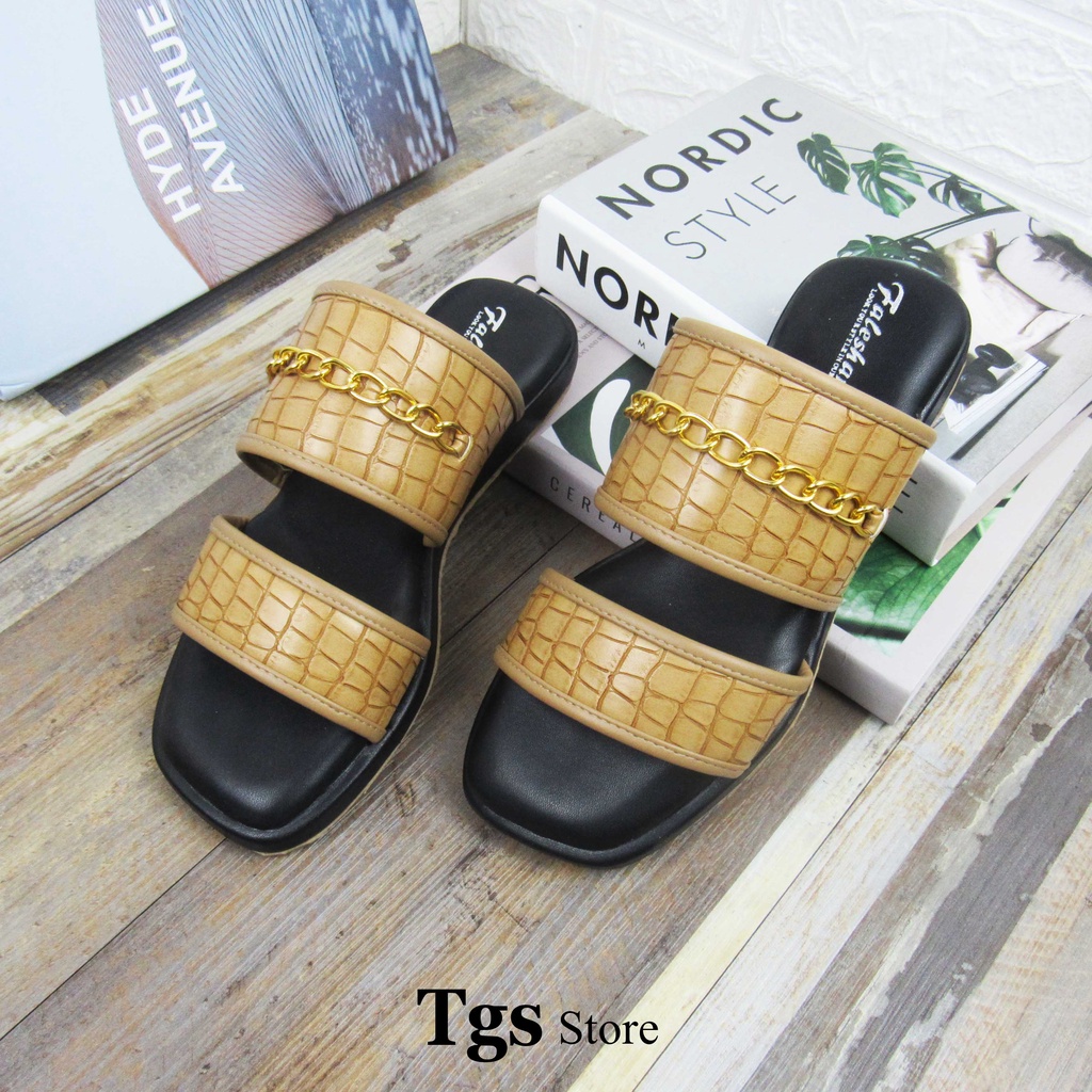 Sandal Platform Wanita Sandal Flat Rantai Kekinian NG-002