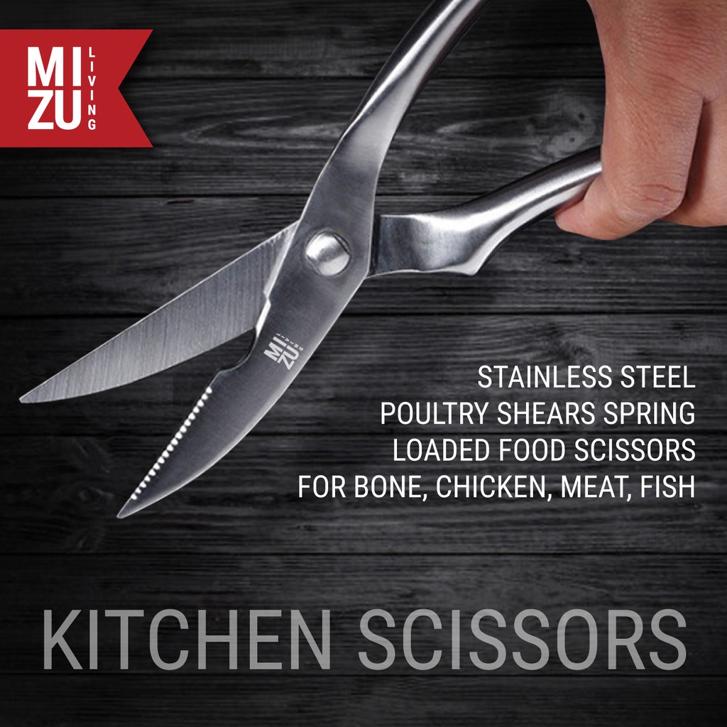 MIZU HONEHASAMI Meat Bone Fish Cutting Scissors Gunting Dapur Pemotong Tulang Daging Stainless Steel