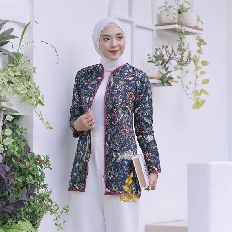 JOVANKA BLOUSE ATASAN OUTER BATIK WANITA PRABUSENO ATASAN KERJA BLOUSE KERJA BLOUSE BATIK MODEREN BL