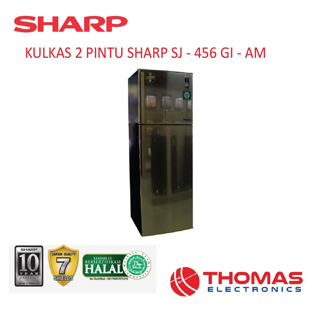 Kulkas 2 Pintu Sharp SJ 456 GI AM Kulkas Kapasitas 329 Liter SJ - 456 GI – AM Garansi Resmi