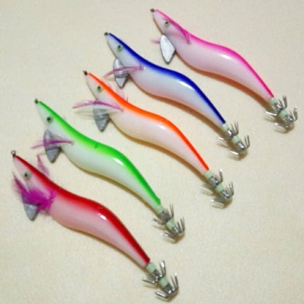 Umpan Squid Jig Udang Fiber Polos 4.0 Glow in the Dark