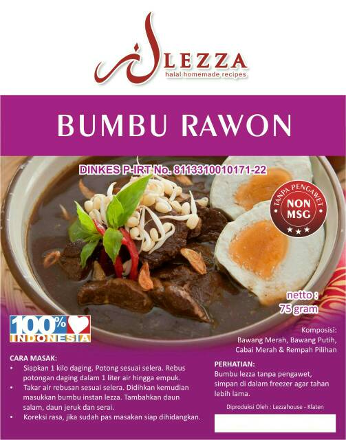 

Bumbu Instan Lezza Rawon No MSG Tanpa Pengawet 75 gr Sehat