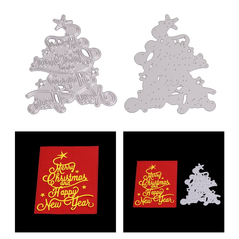 Cetakan Stensil Cutting Dies Motif Merry Christmas Bahan Metal Untuk Scrapbook / Craft DIY