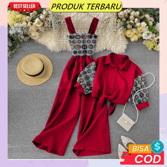 Jumswit Starla Plisket Import Premium Jumsuit Lengan Panjang Atasan Wanita Jumpsuit Wanita Femmeshop