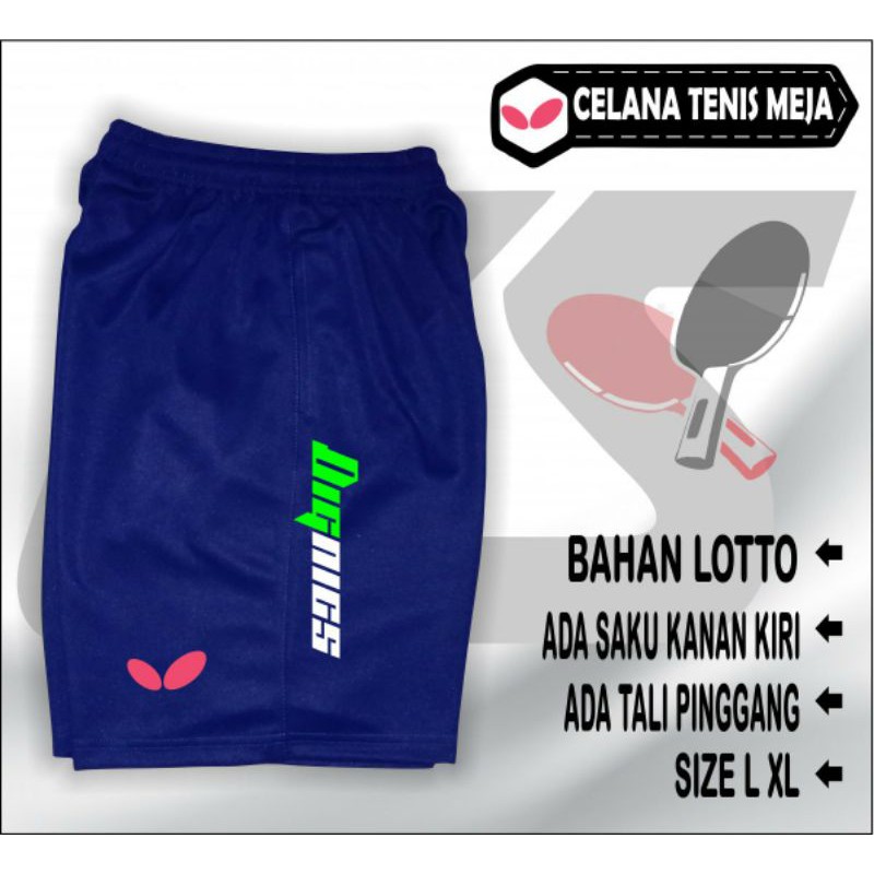 Celana pendek pria celana tenis meja celana pingpong BUTTERFLY bahan lotto ukuran L XL XXl