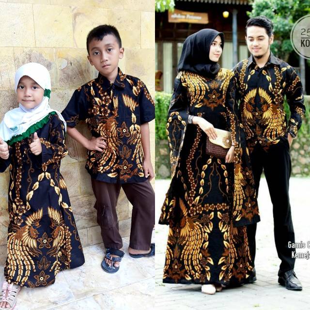 Baju batik couple gamis model muslim anak anak perempuan dan lakilaki batik modis modern anak muda