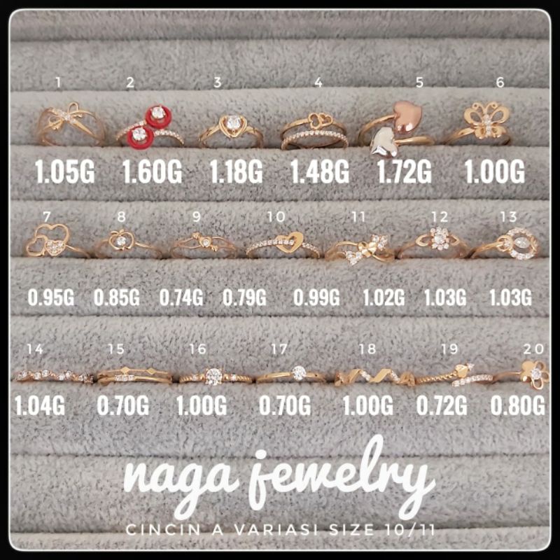 CINCIN VARIASI MATA SIZE 10 -11 EMAS 375