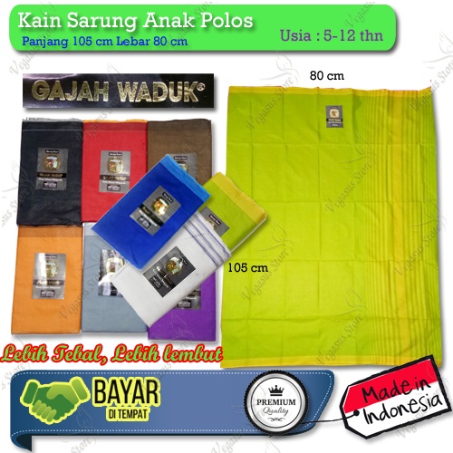 Sarung Anak Junior Gajah Waduk Junior anak SD,SMP Usia 5-12th 1Pcs -Kain Sarung Tenun Warna Anak(COD