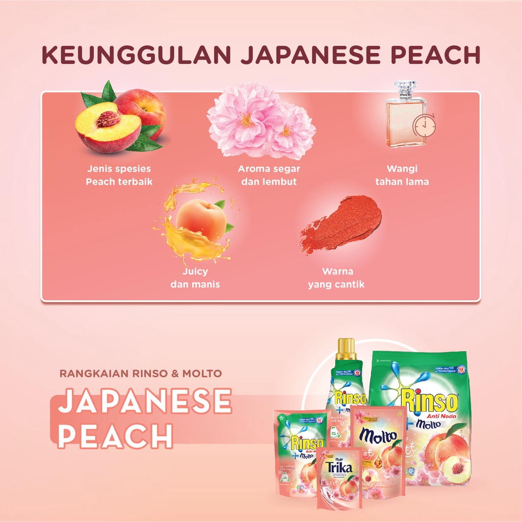 Molto Trika Pelicin Pakaian Pewangi Baju Japanese Peach 400Ml Wangi Tahan Lama 72 Jam Image 7
