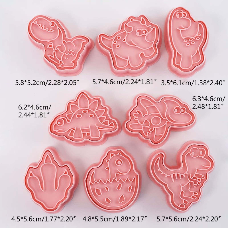 8 Pcs Cetakan Kue Bentuk Dinosaurus Bahan Plastik