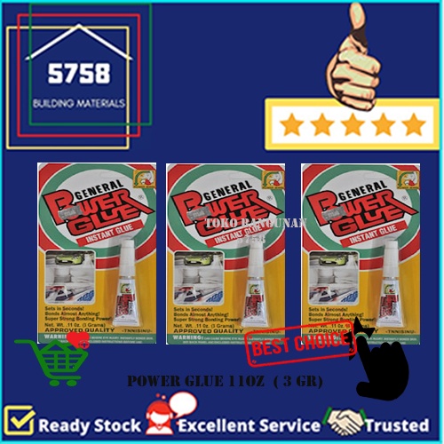 

GENERAL Lem Power Super Glue Glu Instant Cepat Kuat Multifungsi 3 gram