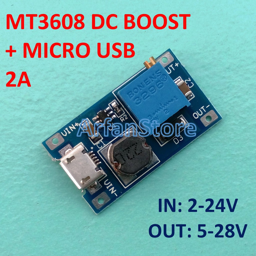 MT3608 + Micro USB DC Step Up Boost Converter Mini XL6009 5-28V 2A