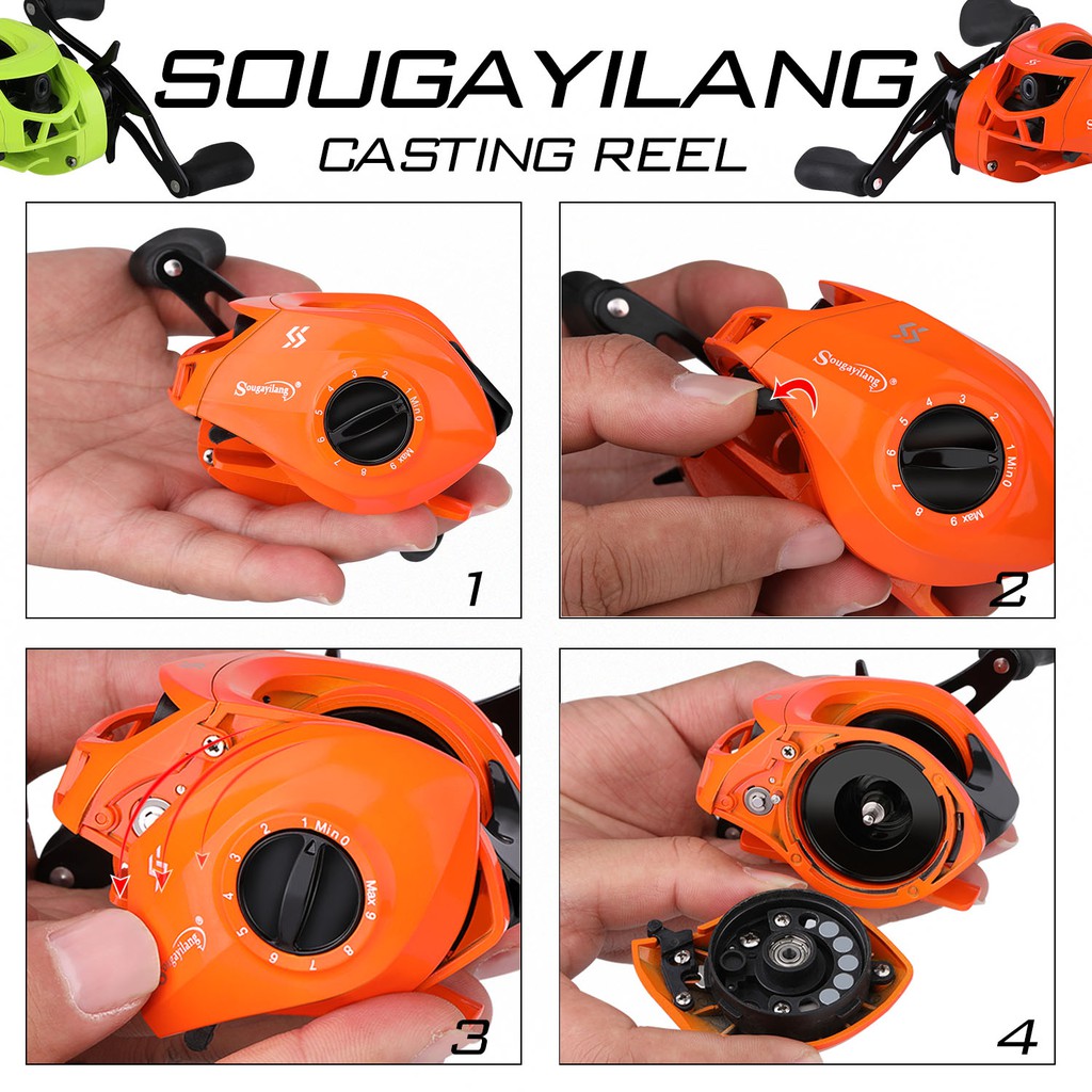 Sougayilang Max Drag 8 kg Baitcasting Reel Gear rasio 7.1: 1 Ball Bearing 17 + 1 Metal Fishing Reel