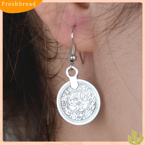 Terlaris 1 Pair Women Ethnic Jewelry Vintage Coins Pendants Dangle Tassels Hook Earrings