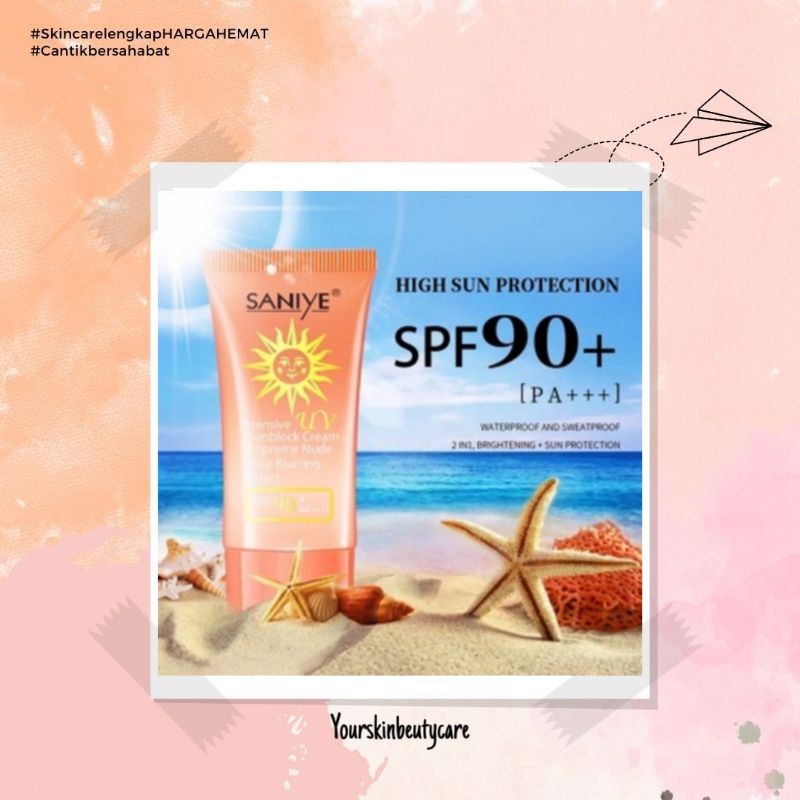 sunscreen wajah Cream 2 in 1 SUNBLOCK / sunblock glowing whitening tidak dempul SPF90+ BPOM halal