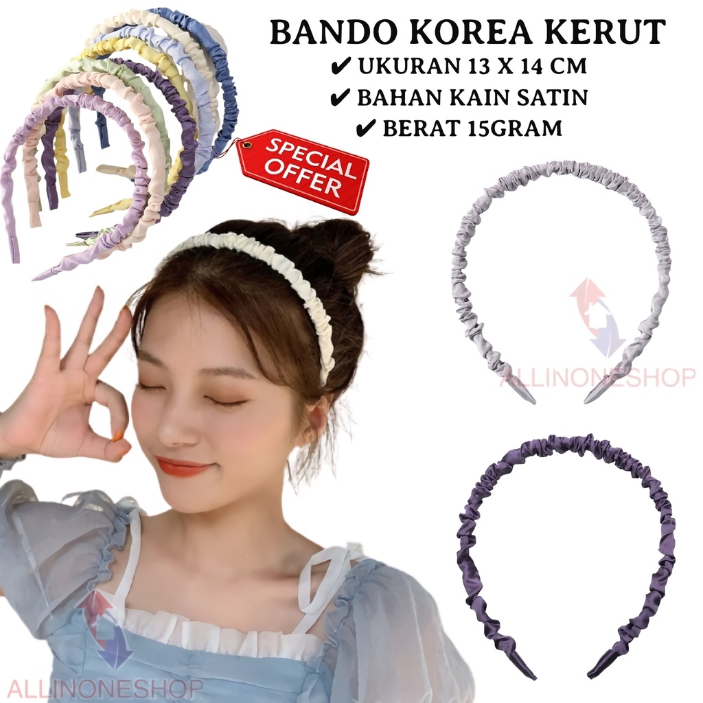 Bando Korea Scrunchie / Headband Model Korea / Aksesoris Rambut / Headband Wanita / Bando Korea Kerut Scrunchie