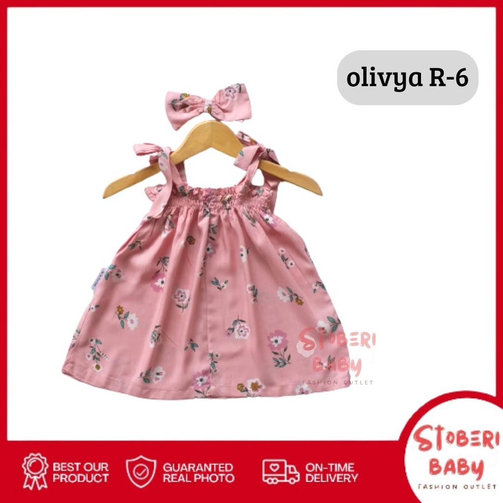 stoberi baby - BBB DRESS OLIVYA dress anak perempuan bayi motif bunga lucu free headband