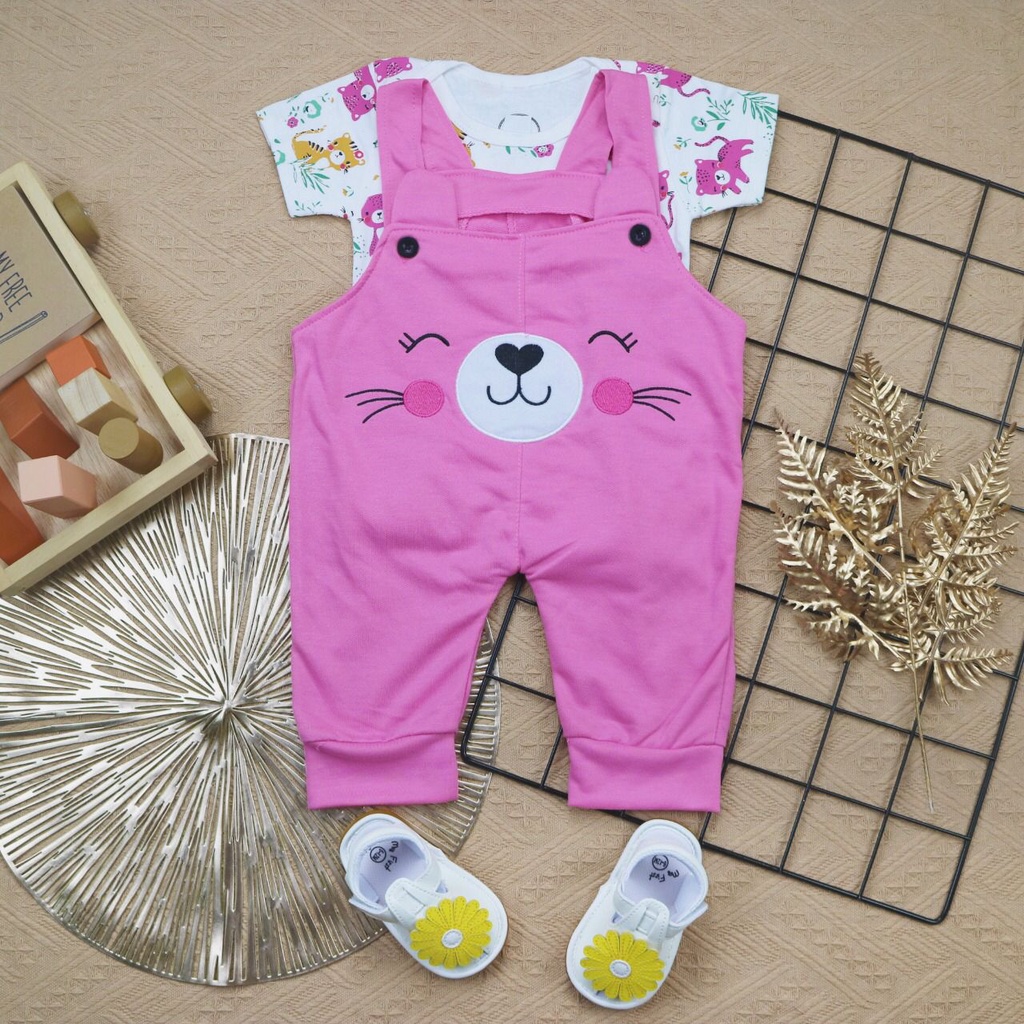 BARU! LIK003 - 2in1 Overall Jumper Baju Kodok Anak Bayi Cewe Fashion Pergi Jalan Lucu