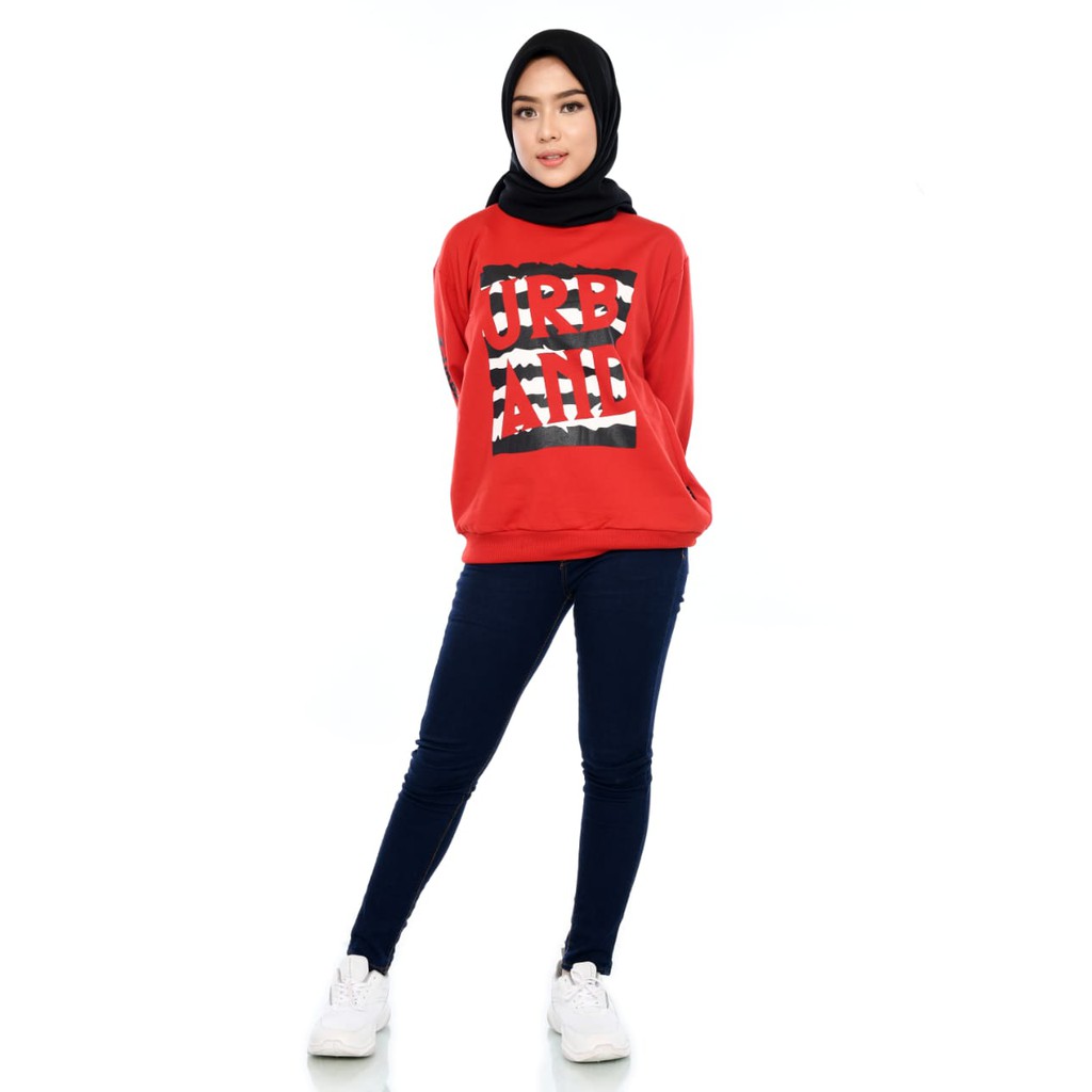 X Urband Sweater Oblong Wanita Kirei Crewneck A143