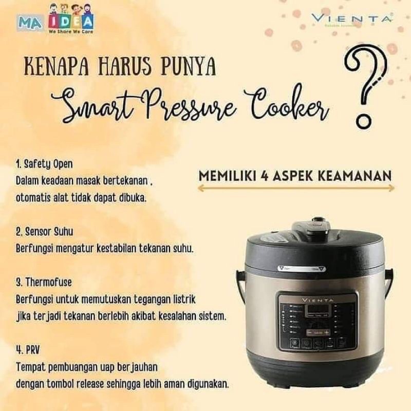 Smart Pressure Cooker (SPC) GARANSI RESMI VIENTA