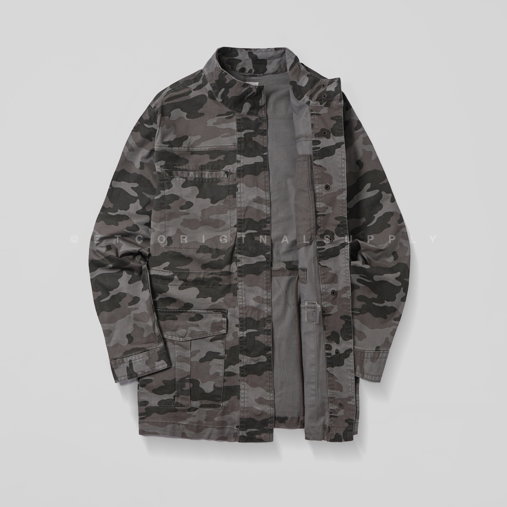 Jaket Parka UNVRSLGOODSnCo Utility Twill Fatigue Camouflage Black Grey