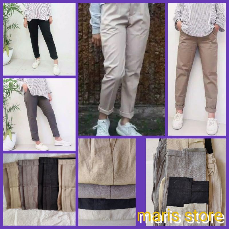 celana cewek baggy pants twill combet ( halus+tebal)