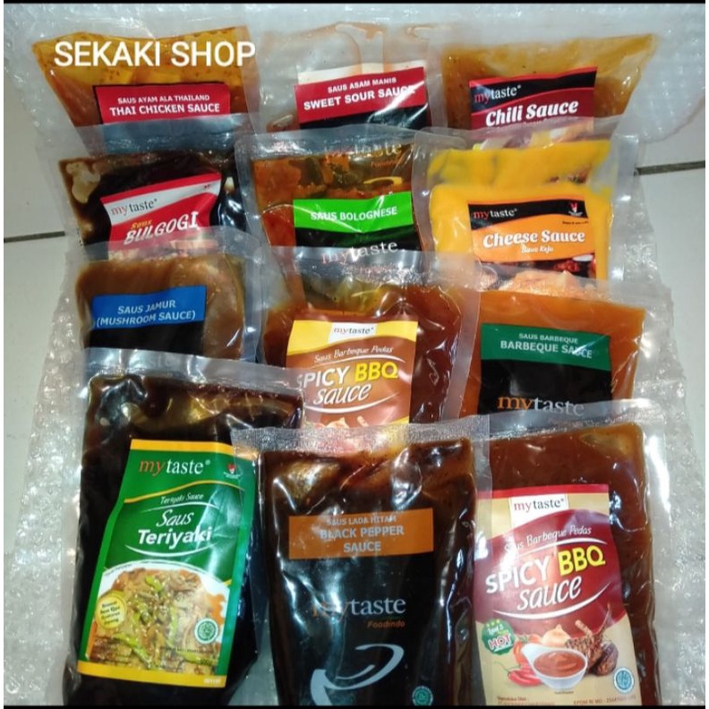 

MY TASTE SAUS BBQ Level 2 3 Saus Lada Blackpapper Teriyaki Mushroom Bulgogi Bolognese Asam Manis Thai Chicken Chili Cheese 500gr - SAOS MYTASTE