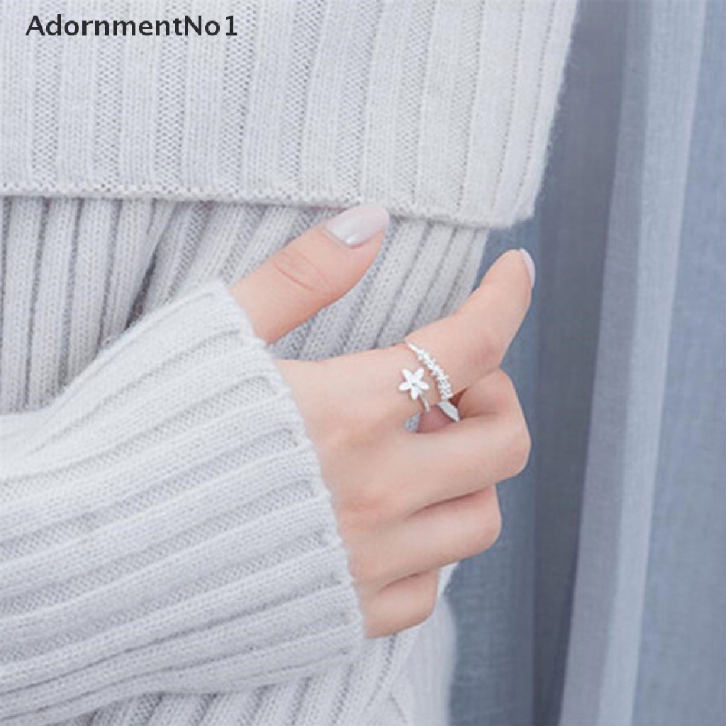 (AdornmentNo1) Cincin Terbuka Gaya Korea Motif Bunga Aksen Hollow Untuk Perhiasan Wanita / Hadiah