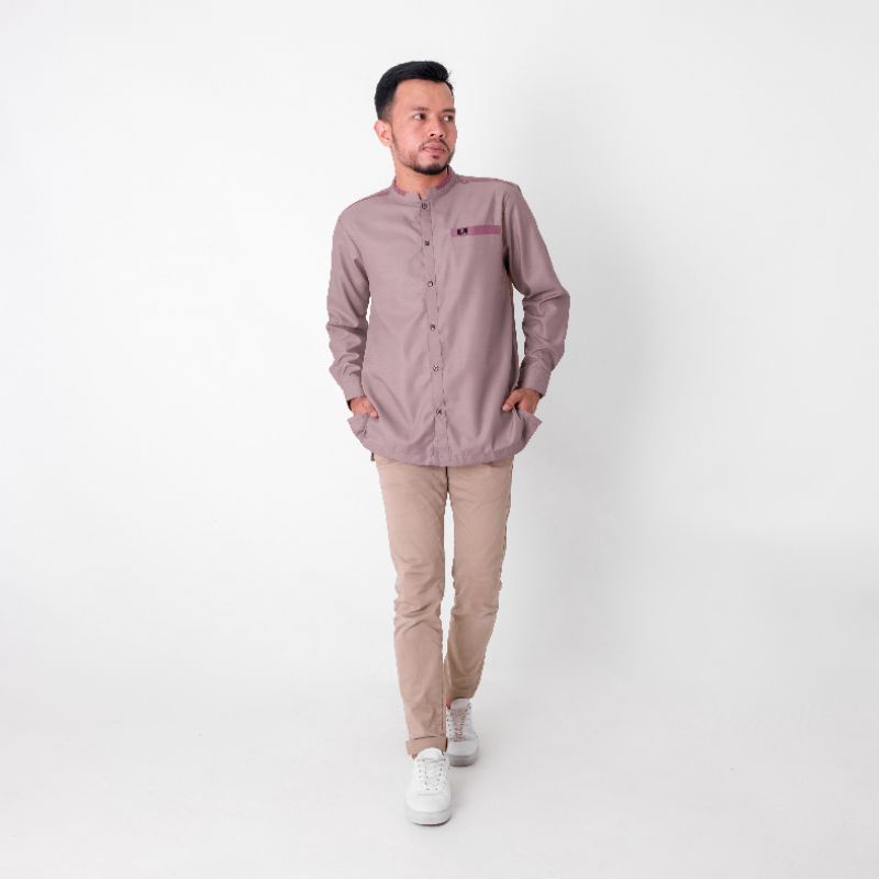 ANR Fadillah03 - Kemeja koko Pakaian Muslim Pria Atasan Muslim kemko Lengan Panjang NUDE