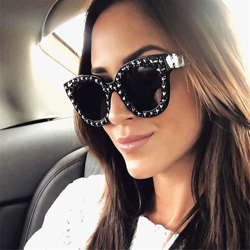 Lily Oversized Sunglasses Perlindungan UV Berlian Kristal Wanita Sunglasses