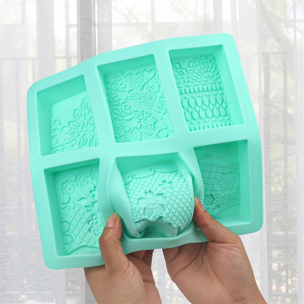 Solighter Cetakan Sabun Silikon Dengan Pola Hias Multi-Fungsi 3D DIY Craft 6rongga Handmade Soaps Supplies
