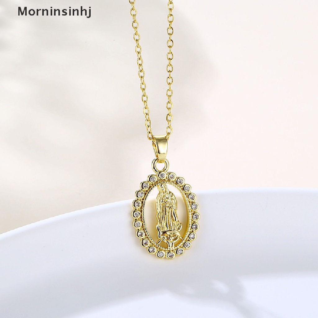 Mornin Virgin Mary Pendant Kalung Wanita Emas Kristal Bunda Maria Guadalupe Kalung Tembaga Cubic Zircon Jewelry id