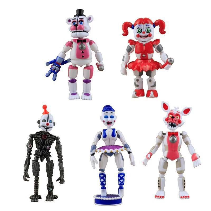 5pcs Miniatur Action Figure Fnaf Five Nights At Freddy 's Dengan Lampu