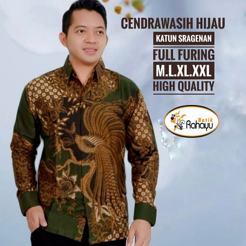 CENDRAWASIH RAHAYU HIJAU KEMEJA BATIK PRIA SOLO LENGAN PANJANG LAPIS FURING ATASAN PREMIUM MODERN MLIWIS LAWASAN PARANG LUHUR PEKSI TRUNTUM SETYO LUHUR PUTIH SETYO LUHUR BIRU PARANG LASEM ADI LUHUR SEKAR JAGAD TALANG PATI MEGA NANDA DHARMA BAMBU LAWASAN