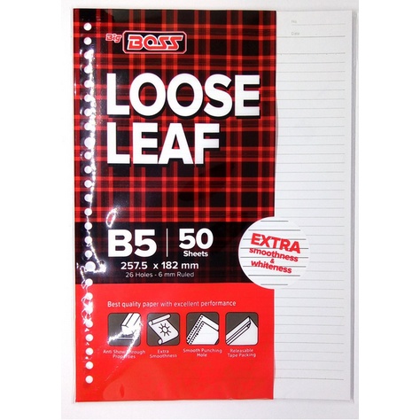 

Loose Leaf Big Boss B5 26 Holes bergaris / Polos isi 50 Lembar