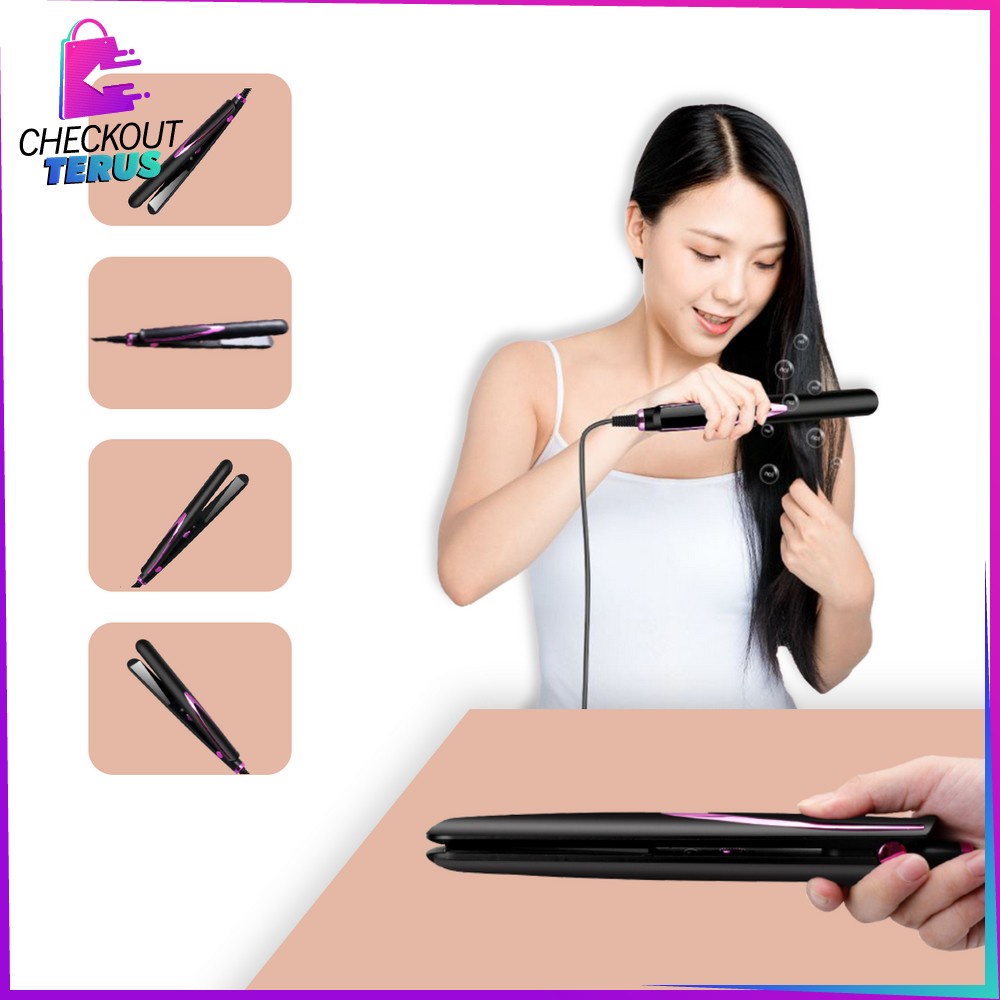 CT K52 Catokan Rambut Wanita 2IN1 Catokan Pelurus Rambut Set Alat Catok Rambut Straight dan Curly Hair