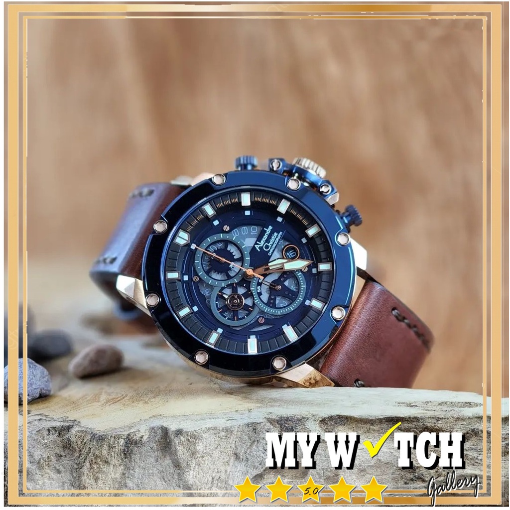 Alexandre Christie / Alexander AC 6416 / 6564 MC Jam Tangan Pria Chronograph Original Diameter 4.6 c