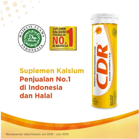 CDR Effervescent Calcium Isi 10 Tab &amp; 15 Tab - CDR Suplemen Kalsium - Vitamin Tulang - Halal - Sofit