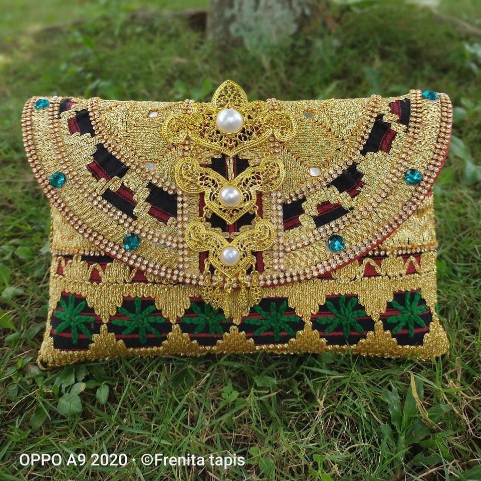 [BISA COD] Clutch Tapis Motif Bintang Hijau S M L