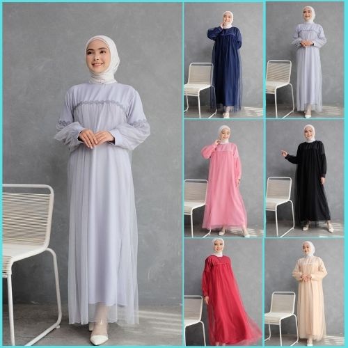 Dress Wanita Kondagan Mosscrepe mix Tile & Renda  Kuliatas  Pmemium -  NURAINI MAXI / Dress Kondanga
