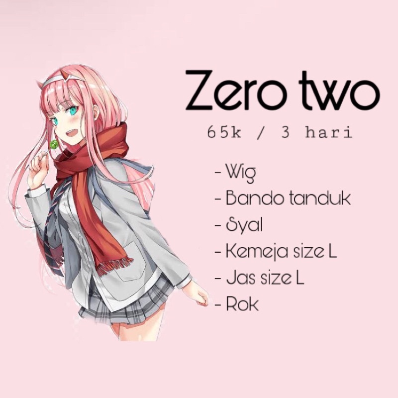 Rental Cosplay Zero Two Darling in the Franxx