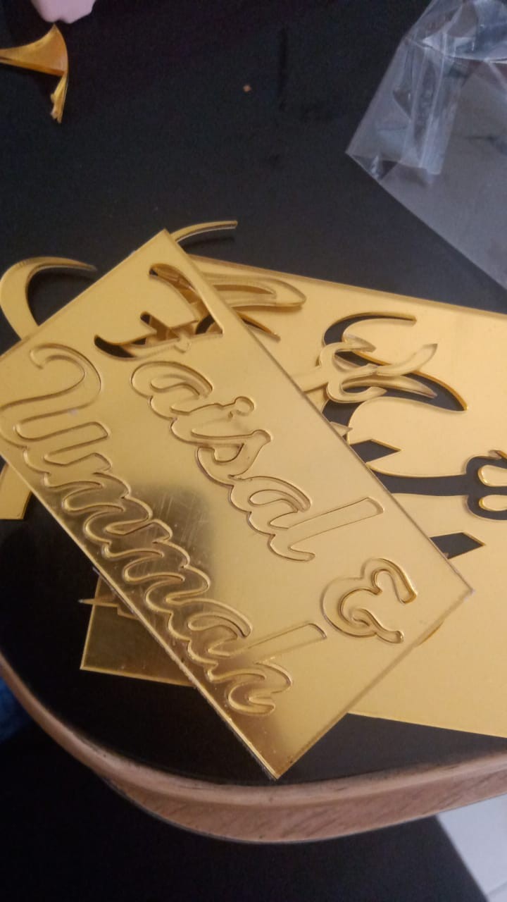 Lafadz Allah Muhammad Dekorasi Mahar Akrilik Gold Emas