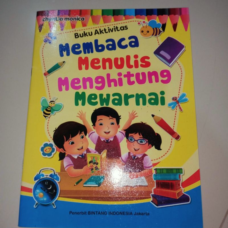 buku aktivitas membaca, menulis, menghitung dan mewarnai full colour 64 halaman (21×28cm)