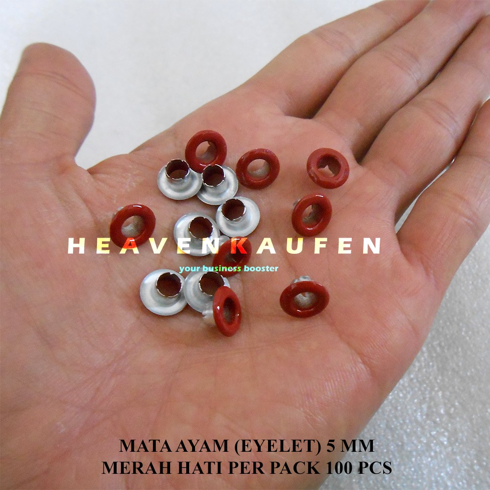 Mata Ayam Eyelet Mata Itik 5 mm Warna Merah Hati Maroon Marun Harga Per Pack isi 100 Pcs