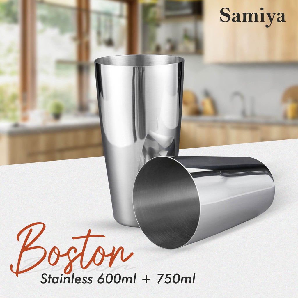 Boston shaker cocktail stainless set 600ml, 750ml  / set gelas pengocok minuman milk shake 600ml, 750ml