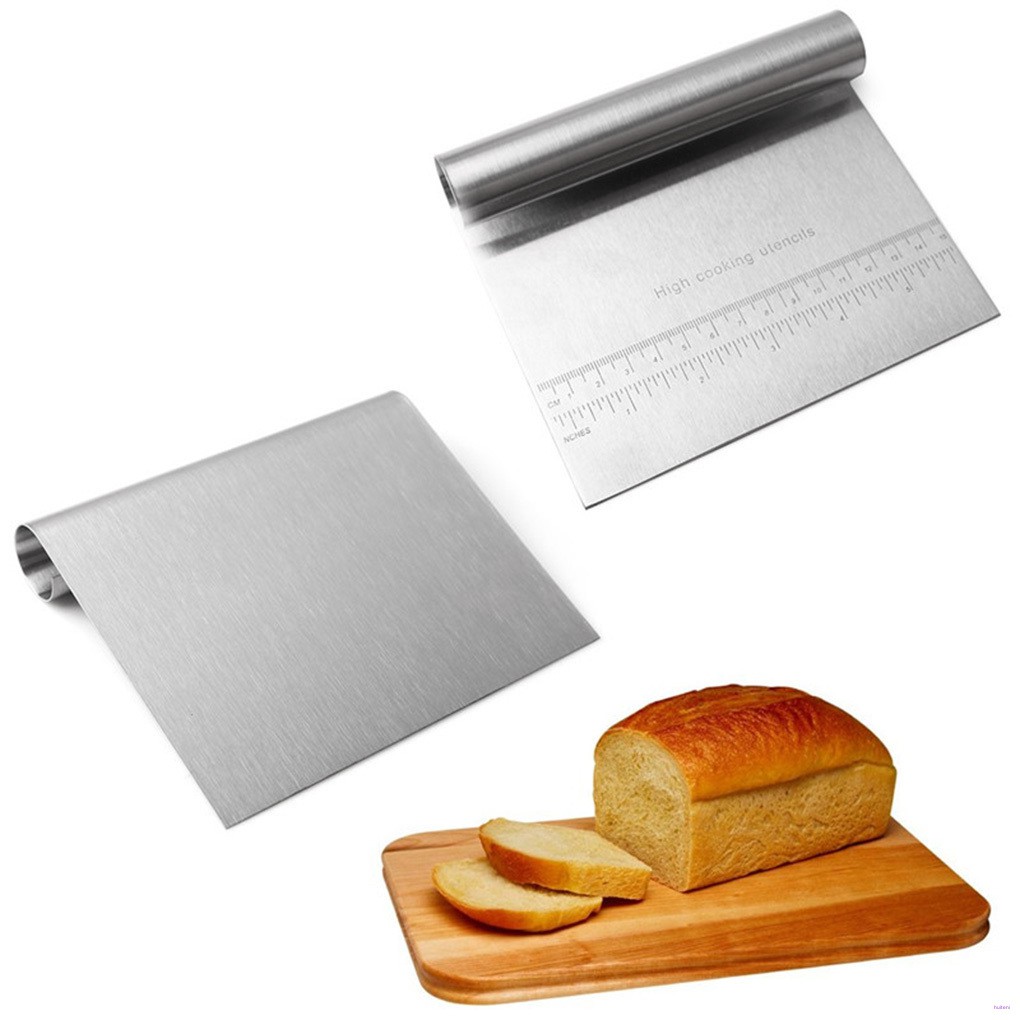 [READY STOCK] Stainless Steel Dough Scraper with Scale Pastry Scraping Baking Tool Kitchen Utensil